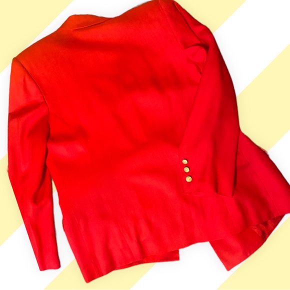 TALBOTS VINT90s CHERRY RED LINED DOUBLE BUTTON BLAZER - cherry red size 12womens - Picture 3 of 15